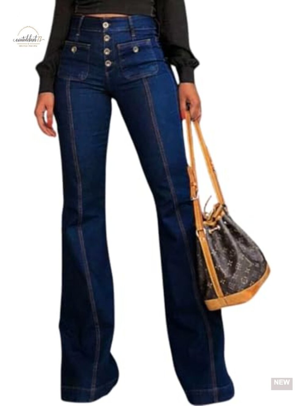 Women's High Waist Flare Bell Bottom Stretch Denim Jeans Bootcut Trouser